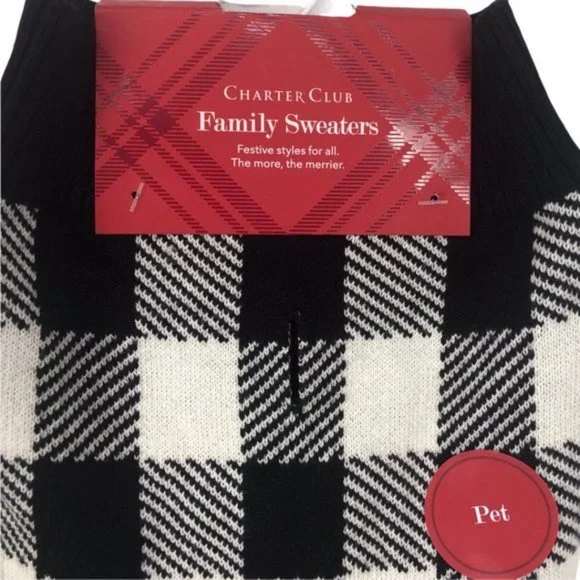 Charter Club Buffalo Check Plaid Dog Sweater NWT - Picture 4 of 12